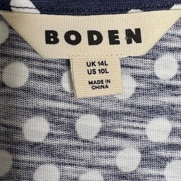 Boden Naomi Relaxed Jersey Dress - French Navy/Abstract Dot 10L - Picture 9 of 10